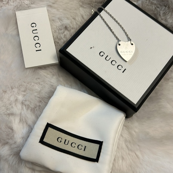 Gucci 925 Silver heart necklace with box and dustbag - Picture 13 of 15